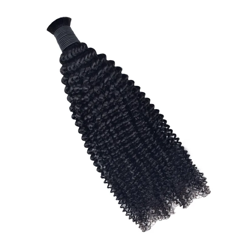 Capelli umani intrecciati ricci a onda profonda 12A per trecce Boho Capelli umani vergini brasiliani non trattati sfusi per intrecciare senza trama 95G