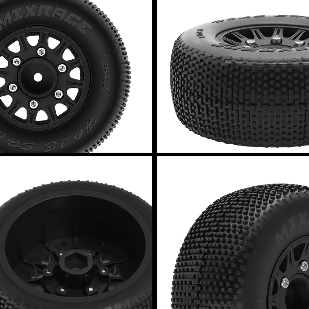 GLOBACT RC Wheels Tires for 1/10 Scale Slash 2WD 4×4 Tires Arrma Senton Tires Axial Redcat Rc4wd Hex Detachable Replacement