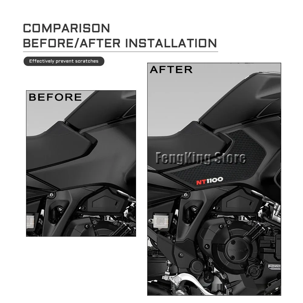 2021-2023 Side Fuel Tank Pad Knee Pad Grip Pad Tank Grips Fuel Tank Protection Stickers For HONDA NT 1100 NT1100 2021-2023