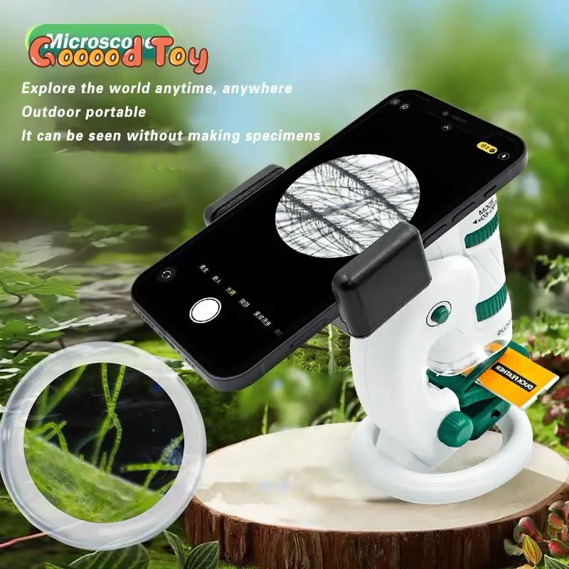 Portable Microscope for Kids Biological Sciences Toy Kit 60-180X Educational Mini Pocket Microscopes Outdoor Toys Children