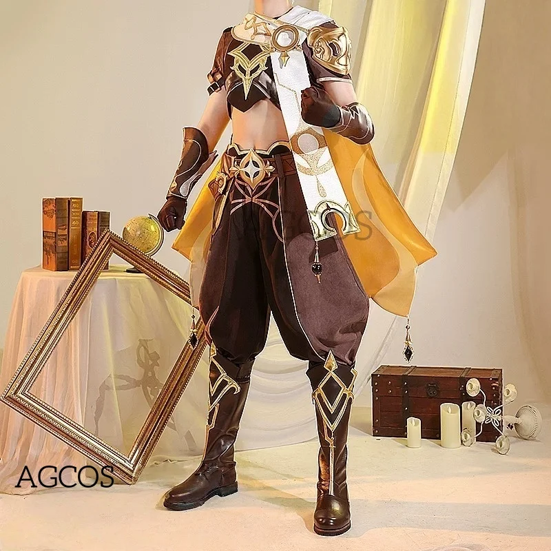

Костюм для косплея AGCOS Genshin Impact Aether, мужской, рождественский, униформа, костюм путешественника Aether для косплея