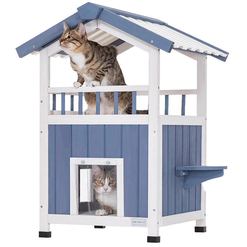 CX outdoor cat house cat villa solid wood four-season universal weatherproof and rain insulation