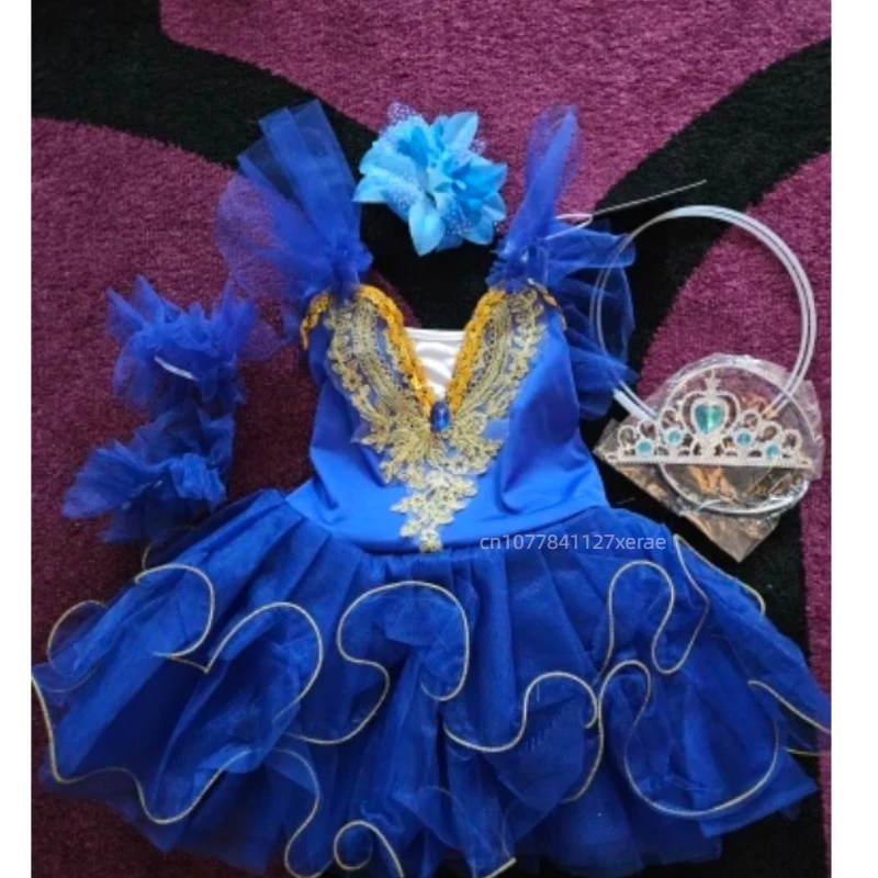 子供バレエダンスドレス、女の子白鳥祭りパフォーマンス衣装、新しいソフトガーゼプリンセスドレスふわふわパフォーマンス