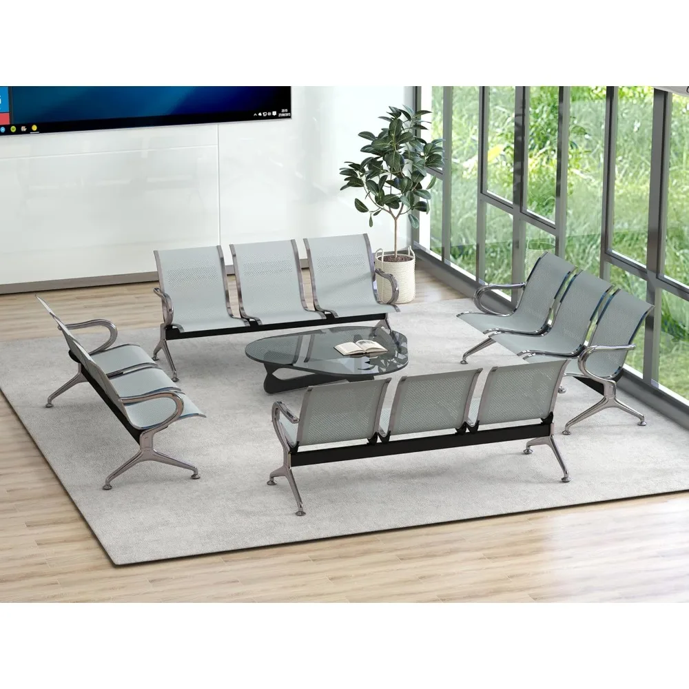 3-Seat Waiting Room Chairs - Set of 4 Waiting Room Chairs with Arms Airport Reception Chairs Reception Bench,Lobby Bench Seating