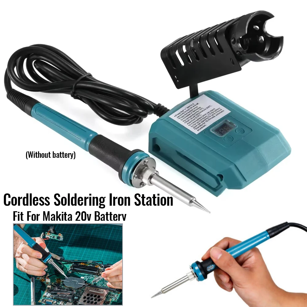 

Новый электрический паяльник мощностью 60 Вт для аккумулятора Makita 18 В Li-ion, беспроводной сварочный инструмент 300-500 ℃ Регулируемая температура, быстрый нагрев