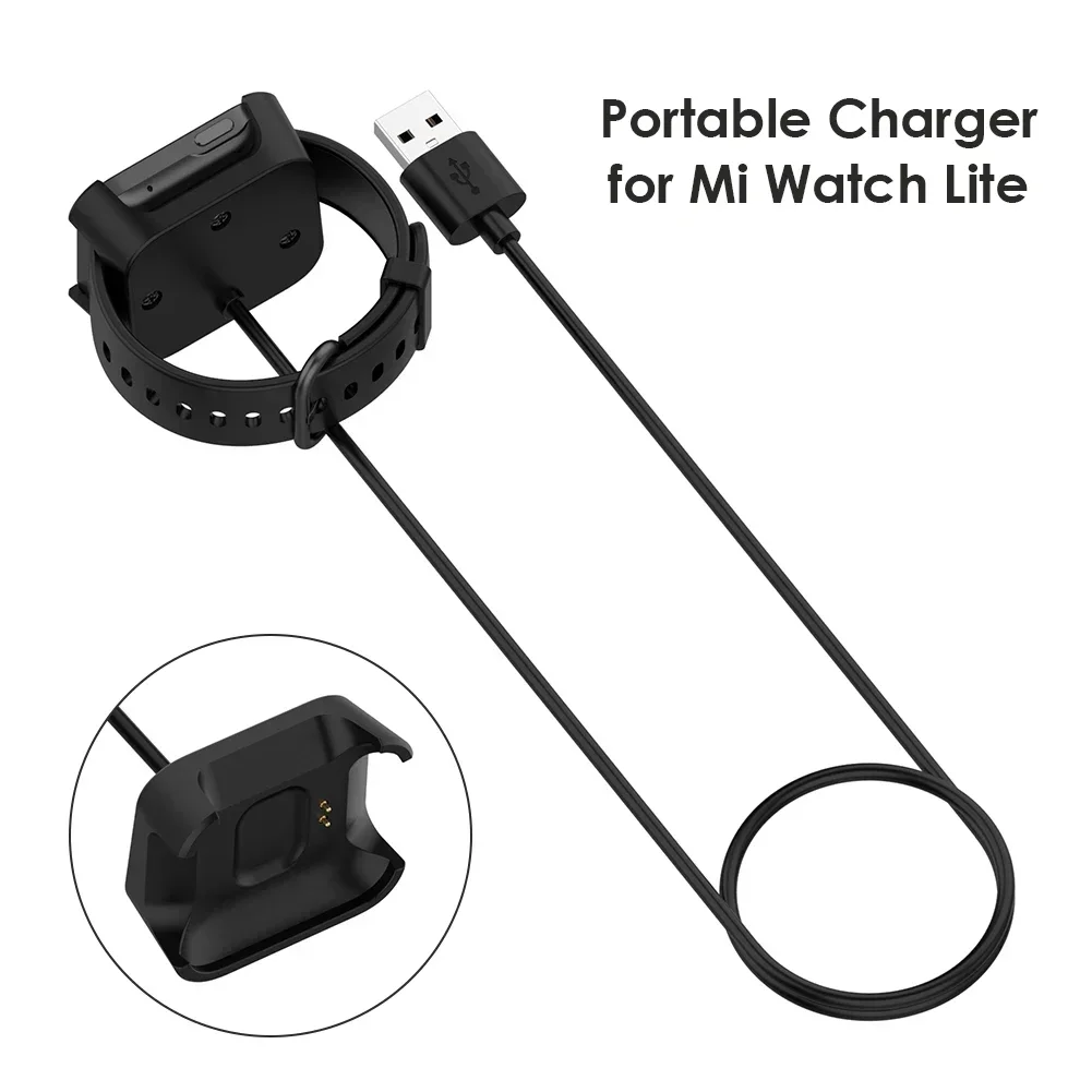 1m USB Charging Cable for Xiaomi Mi Watch Lite/Redmi Watch Charger Charging Cradle Dock Smartwatch Accessories Black