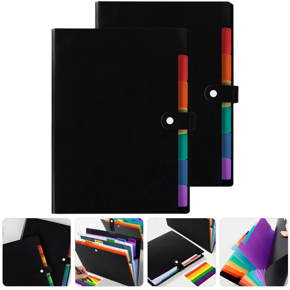 2Pcs Large File Folder Organizer Capacity Multi-layer Accordion A4 Documents Bills Receipts Tickets School Office