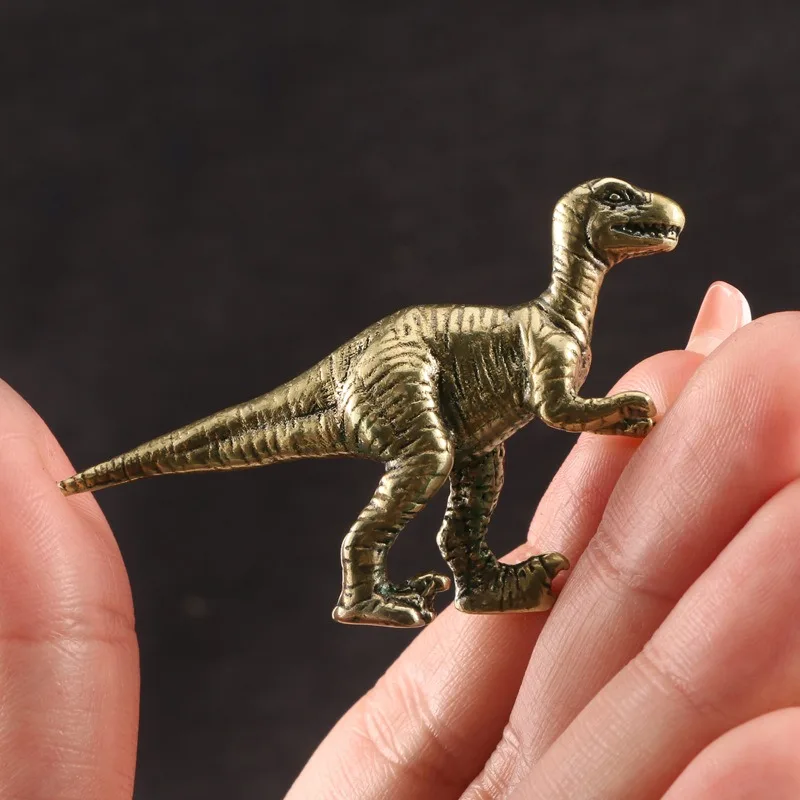 Brass Dinosaur Ornament With Antique Finish Present Creative Animal Figurines Office Craft Collection Bedroom Desk Home Decor
