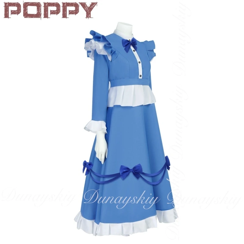 Helloween Po--ppy Play Time IV Game With The Blue White Dress And Red Wig The Red Hair Girl Cosplay Cosplay Costume Full Of Suit