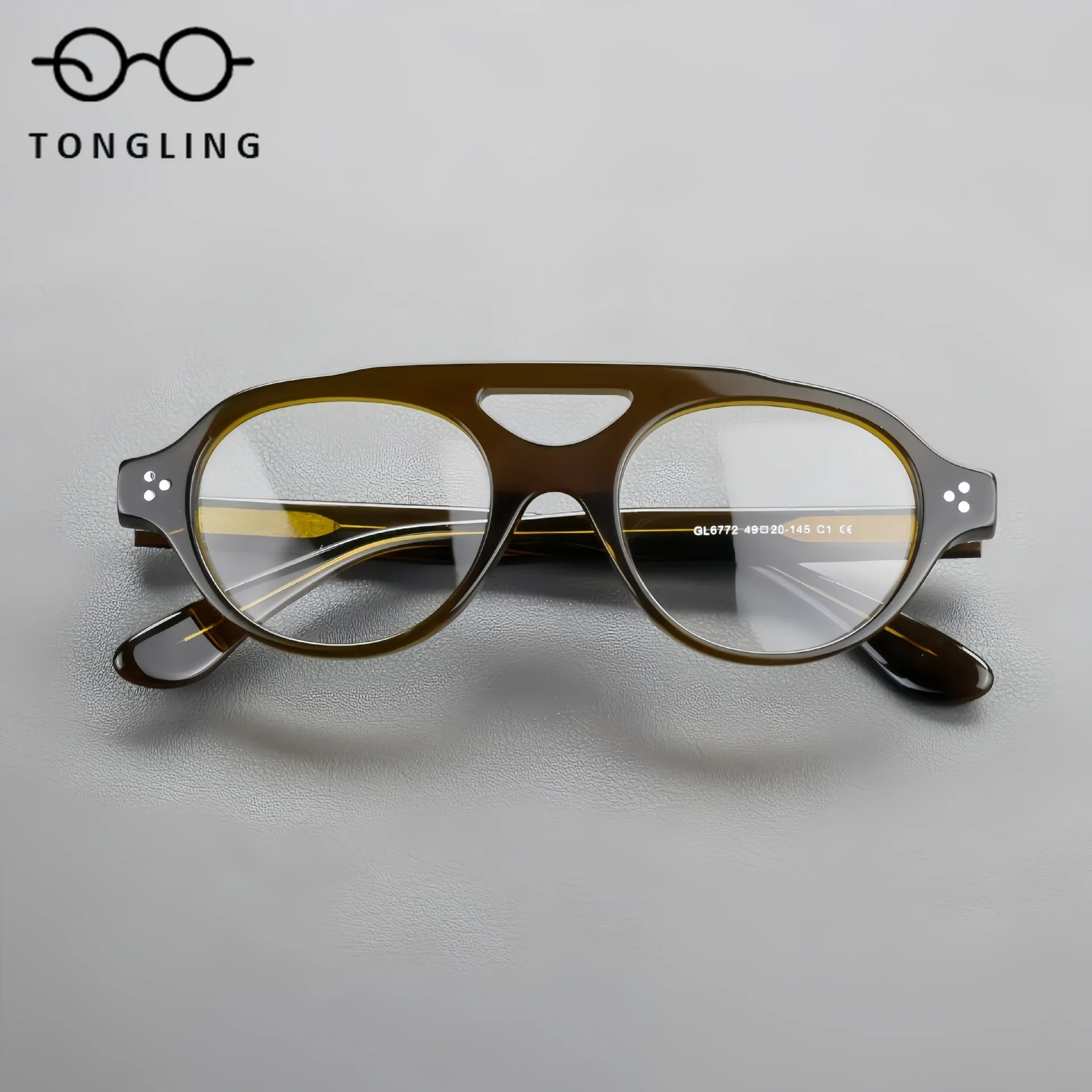 New Fashion Men Double-Bar Design Handcrafted Personalized Glasses Retro Women High-Quality Acetate Small Round Eyeglass Frames