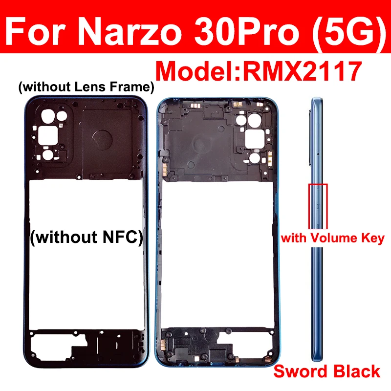 For Realme Narzo 30 30 Pro 4G 5G Middle Housing Middle Frame Holder Cover Replacement