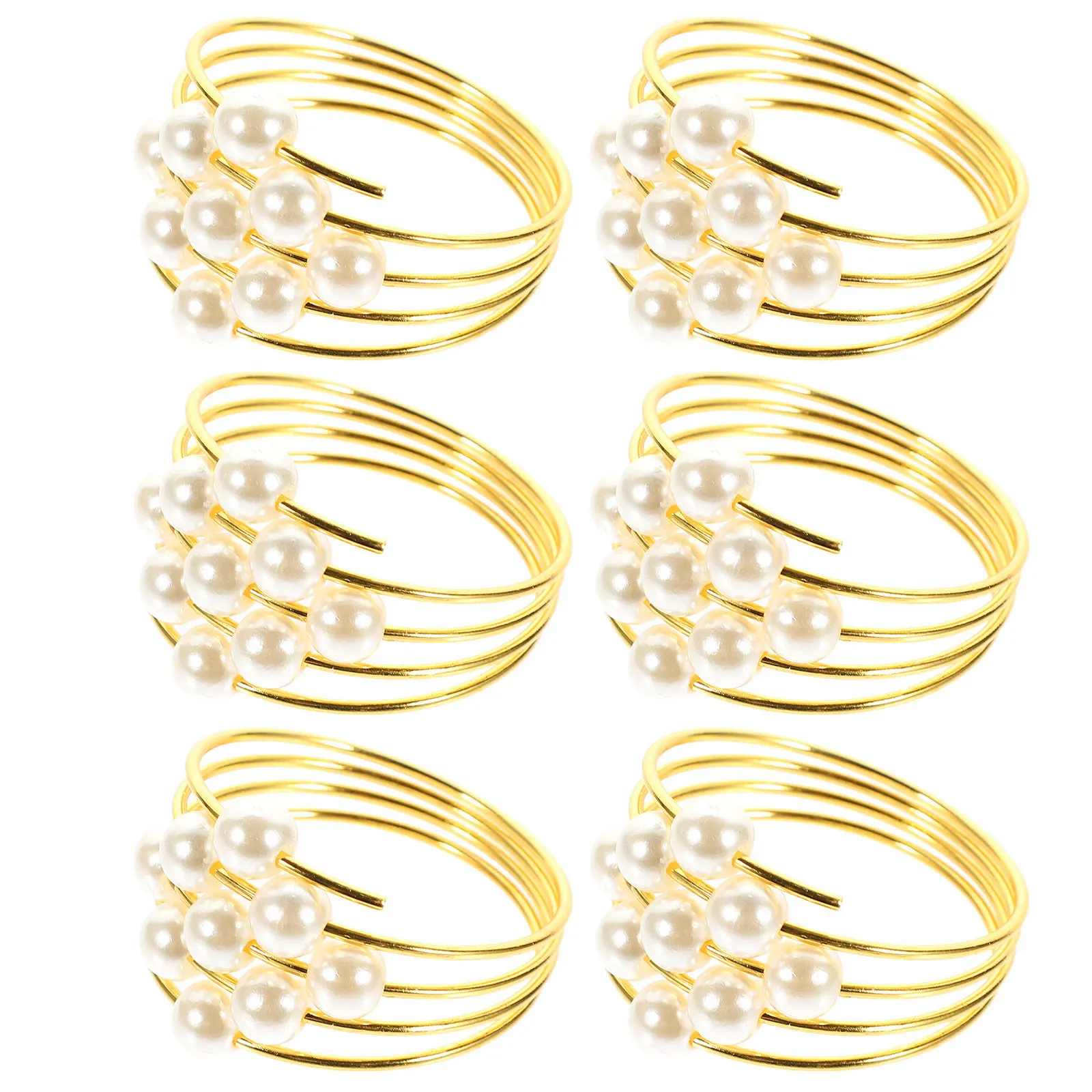 

6Pcs Pearl Napkin Buckles Exquisite Napkin Rings Decorative Wedding Restaurant Home Party Dining Table Pearl Tissue Rings