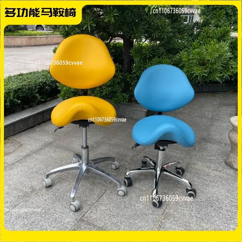 Ergonomic Saddle Chair with Backrest, Height Lift and Sliding Wheels for Work Stool