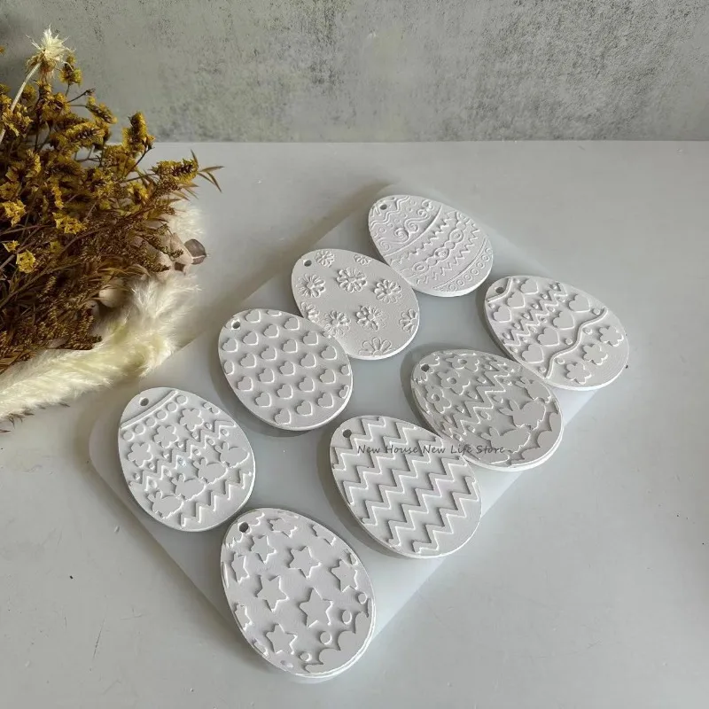 DIY Easter Egg Pendant Resin Mold Holiday Decoration Eggs Cement Gypsum Silicone Molds Egg Keychain Resin Mold Home Ornaments