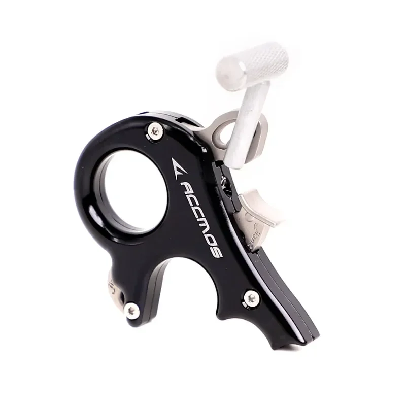 1pc 3 Finger Stainless Steel Archery Release Aid Thumb Handle caliper Dispenser for Compound bow Hunting Shooting