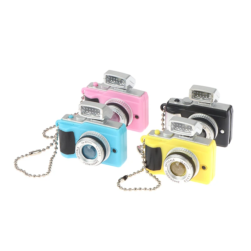 Mini Digital Camera Model 1:12 Dollhouse Camera LED Flash Keychain Decor Toy