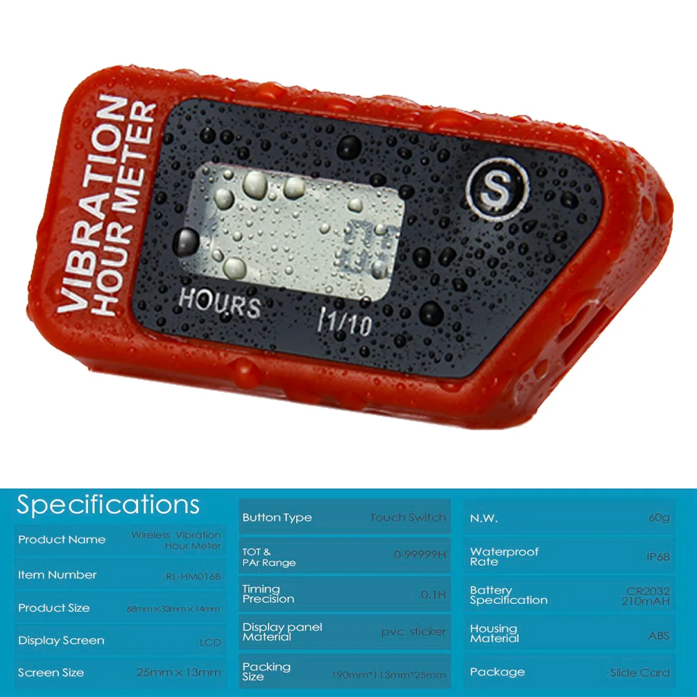 Waterproof LCD Wireless Vibration Hour Meter Counter For Motocross Engine Boat Snowmobile Motorcycle Chainsaw Marine ATV Jet Ski