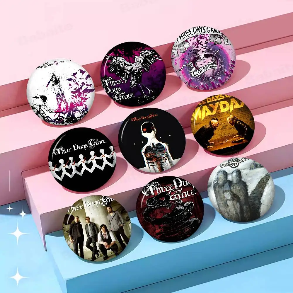 Épinglette en métal souple ronde Hardrock T-Three Days Grace, badge de revers, cadeau pour amis, bijoux pour enfants