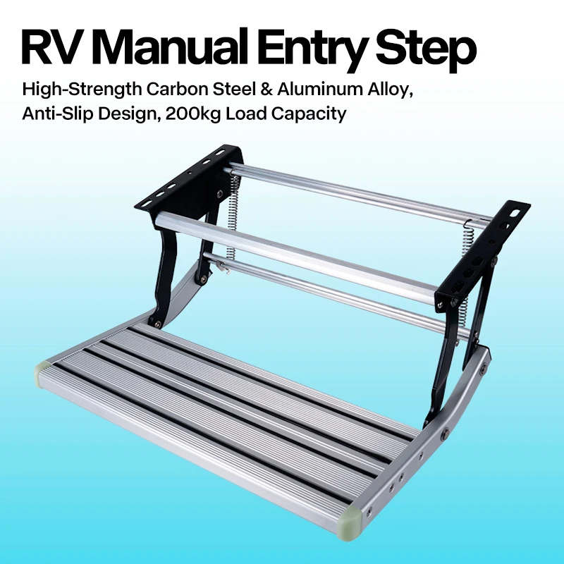 Hot Selling RV Folding Step Aluminum Alloy Manual Caravan Steps Load Capacity 150KG For Motorhome Camper Accessories