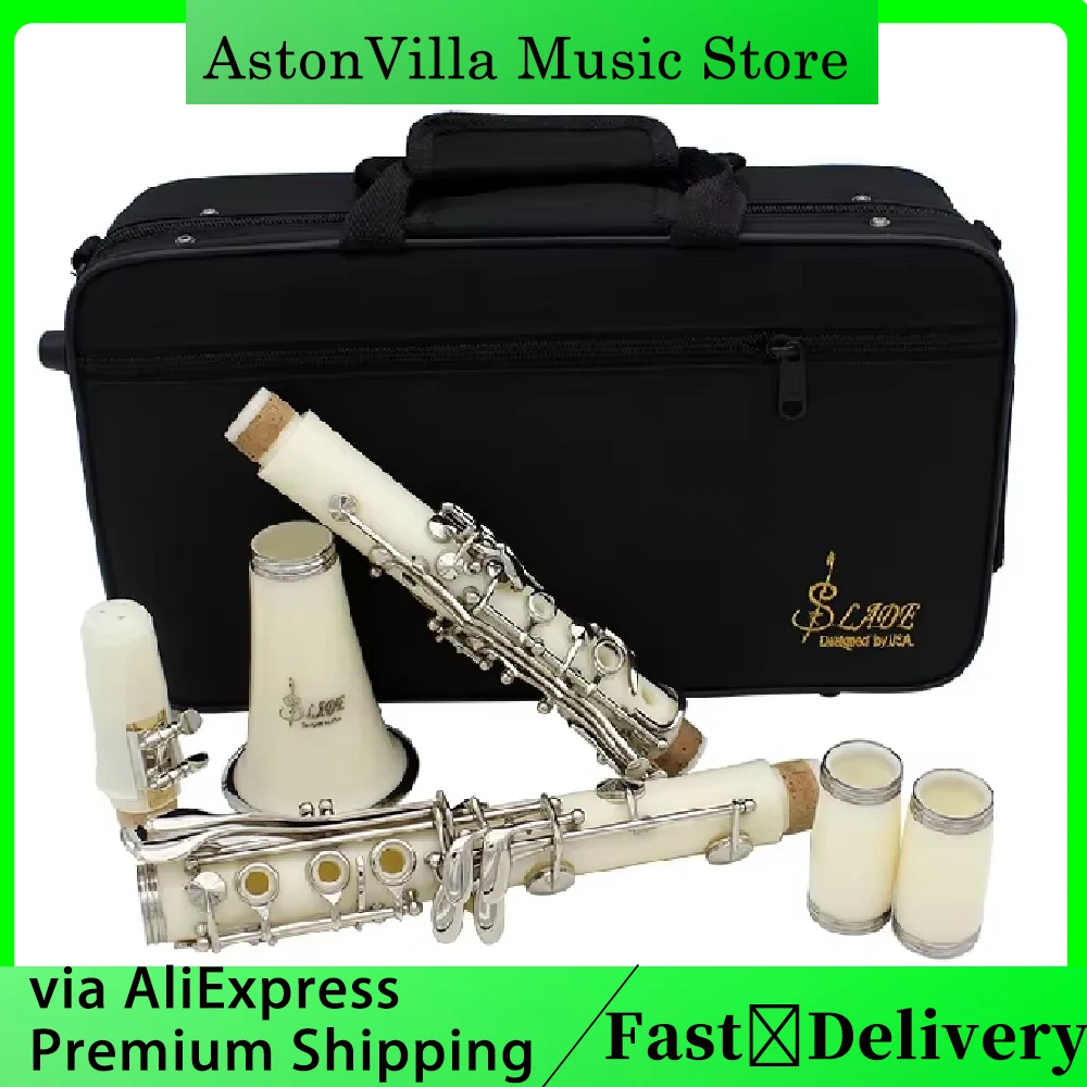 

SLADE Bb White Clarinet 17 Keys Silver Plated Clarinet Professional B Flat Clarinet with Accessories