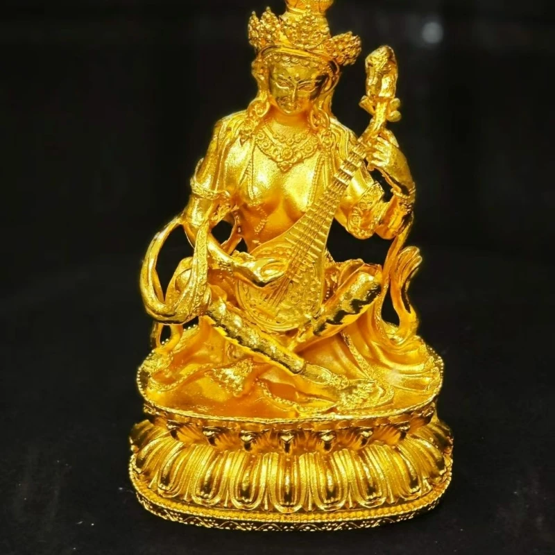 Vintage gilt copper carving Goddess of Miracles Buddha statue home Buddhist hall living room tabletop ornaments crafts gifts