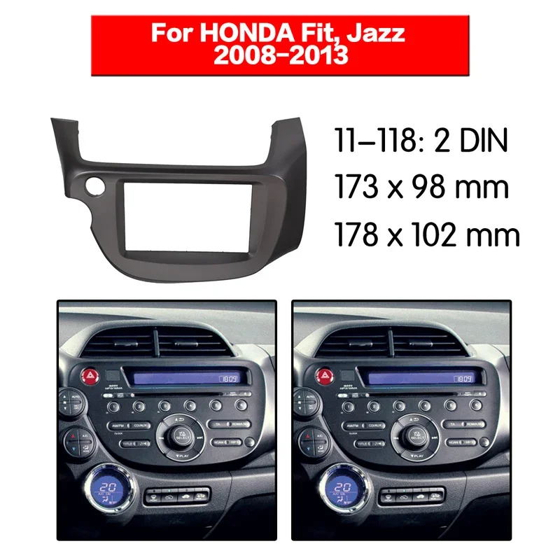 2 Din Car Fascia Panel Refitting Trim kit DVD Player Frame for  Honda Fit Jazz 2008-2013  car radio frame