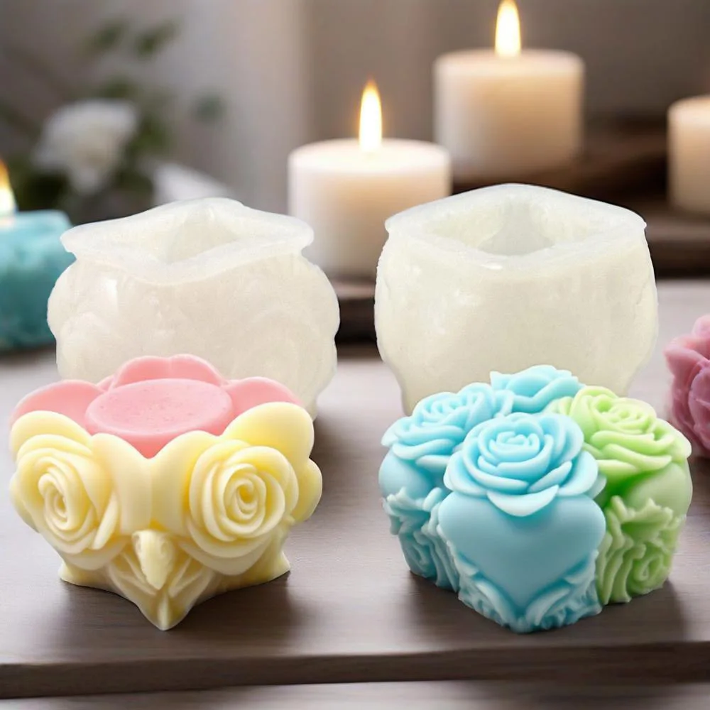 

3D Rose Silicone Craft Mold, Multi-use Floral Mould for Aromatherapy Candle, Soap, Gypsum and Resin Ornament Handmade Decoration