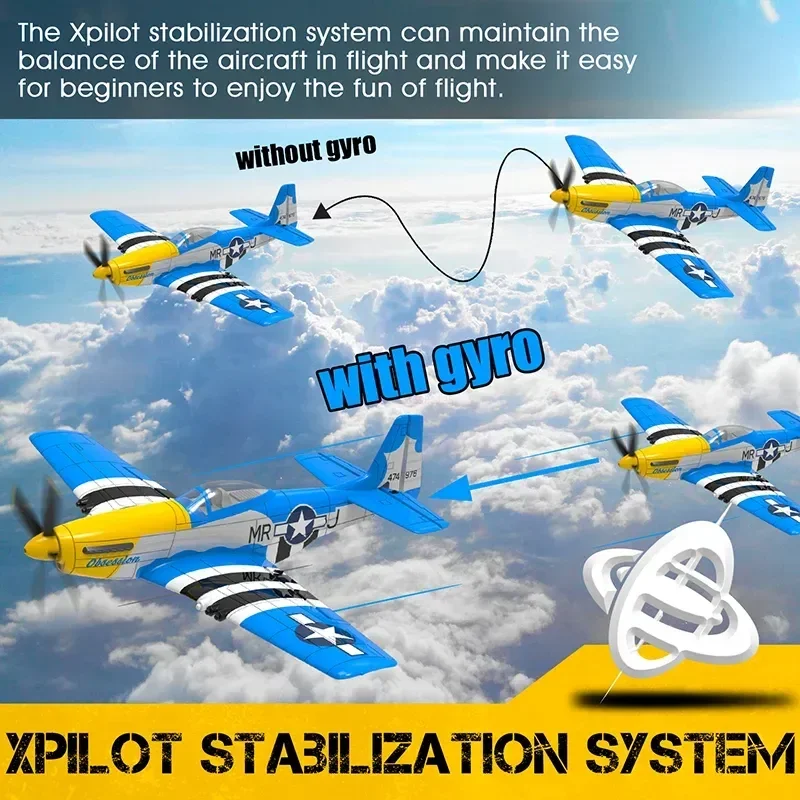 Avión de Control remoto inalámbrico para niños, modelo de avión eléctrico de acrobacias, juguete de regalo divertido, 761-5v2, P-51d azul, cuatro canales, nuevo