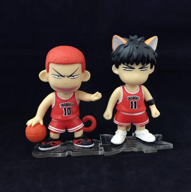 8.5cm Anime Figure SLAM DUNK Shohoku Basketball Player Q Ver. Doll 10# Monkey Hanamichi Sakuragi 11# Fox Rukawa Kaede PVC Toy