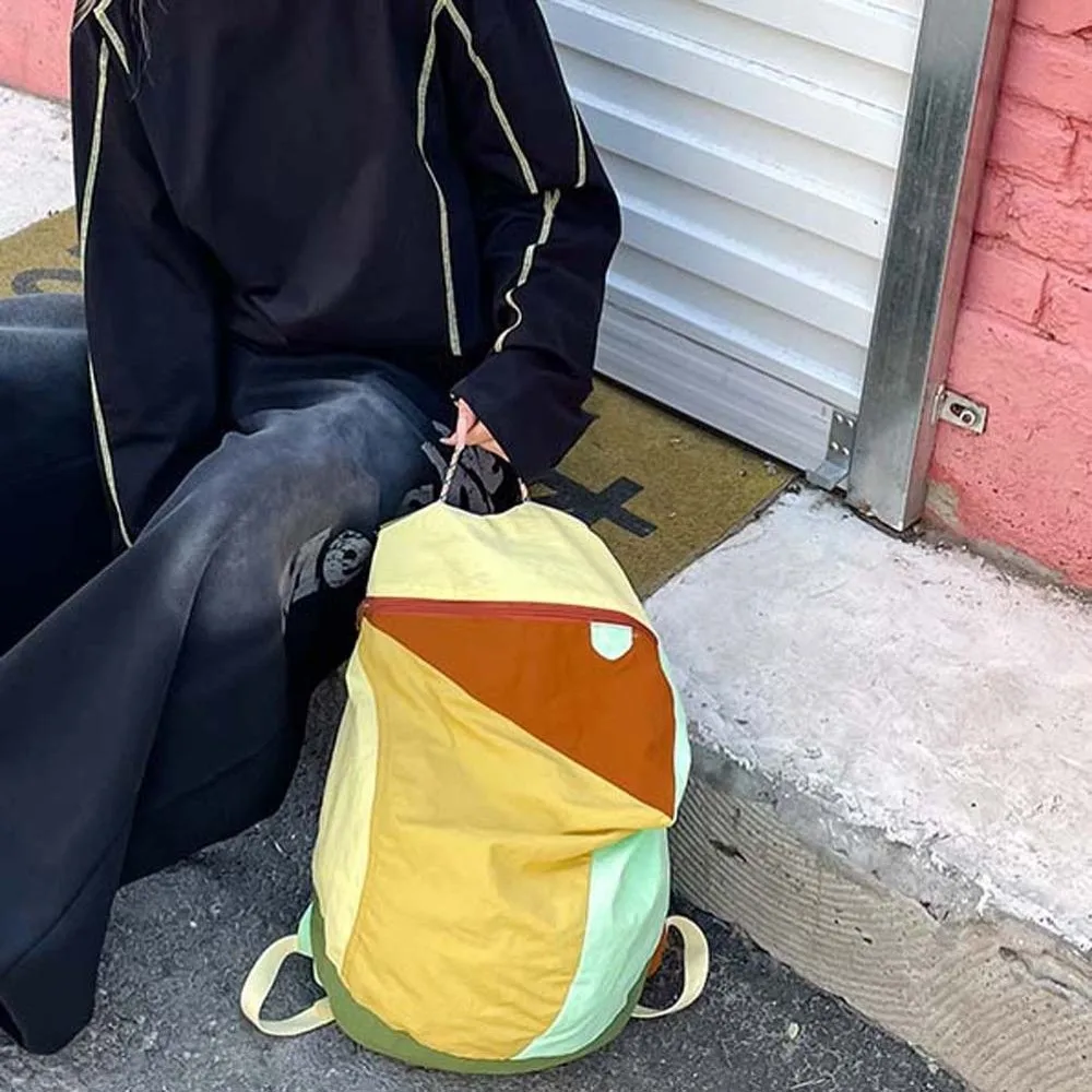 Durable Contrast Color School Bag Large Capacity Scratch Prevention Nylon Sport Daypack Waterproof Fixed Webbing