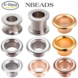 NBEADS 5-500PCS European Style 304 Stainless Steel Eyelet Core Grommet for Large Hole Beads Flat Round 4-9x4-6mm Hole: 3.2-5.5mm