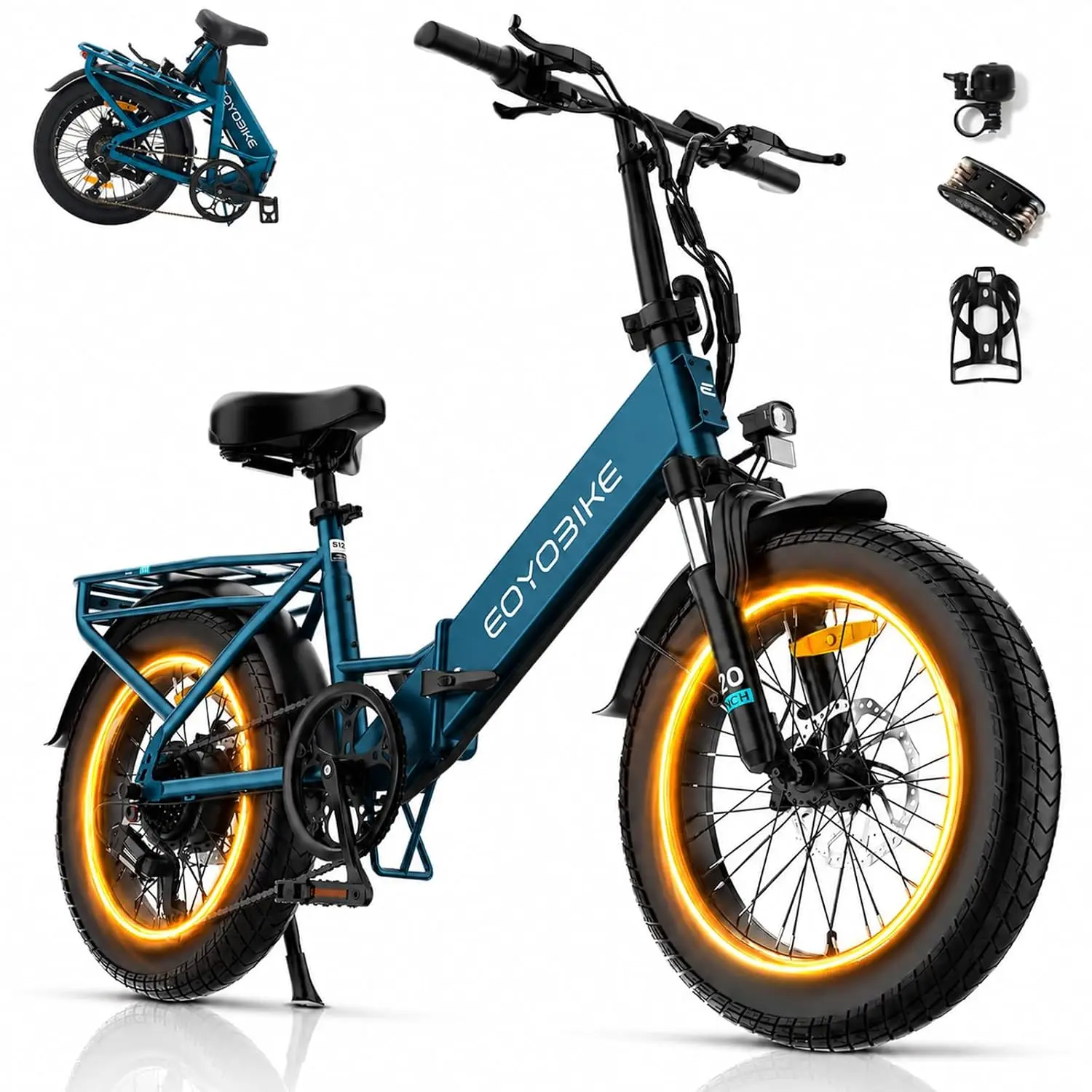 Foldable Electric Bicycle Adults 45 Miles 20MPH 7 Speed 20