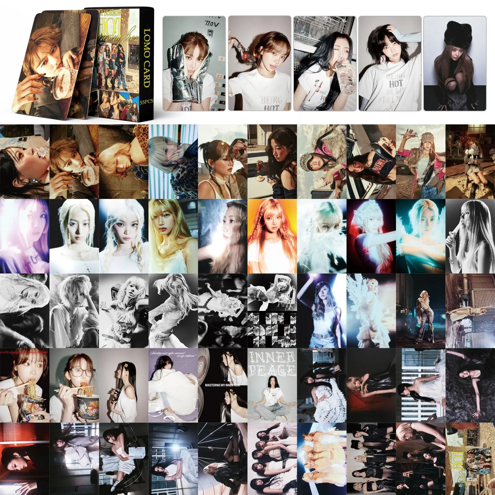 55 قطعة/المجموعة/مجموعة جديدة من بطاقات Kpop LE HOT Lessferfim LE SSERAFIM صور لومو عالية الجودة بطاقات صور عالية الدقة