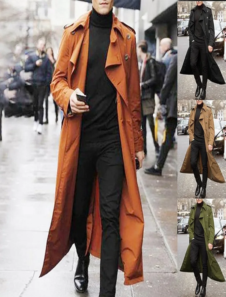 2026 Cross-Border Amazon Mid-Length Trench European And American Men's Long Coat Independent Station Hot Sale
