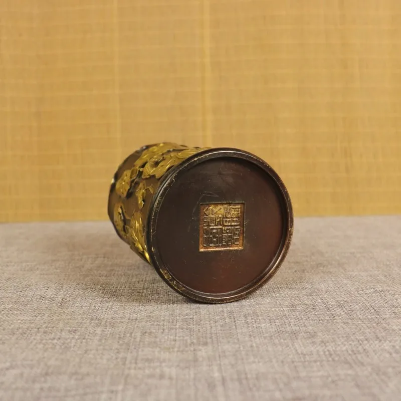 Office , decorative stationery, indoor copper ornament, lotus-shaped holder for home use, storage pen holde