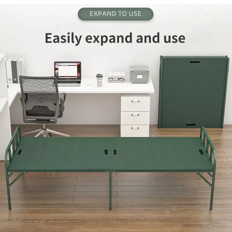 Lit pliant simple portatif en métal, lit de Camping en plein air en acier, hôpital des travailleurs, chambre à coucher à domicile, meubles commerciaux