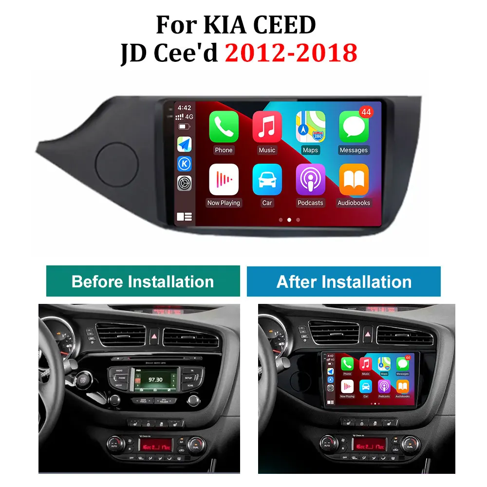 9 بوصة أندرويد السيارات لكيا CEED JD Cee'd 2012 - 2018 سيارة الوسائط المتعددة مشغل راديو الفيديو لتحديد المواقع والملاحة واي فاي BT اللاسلكية Carplay