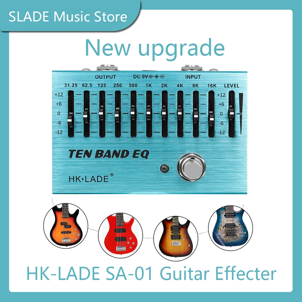 

HK-LADE Electric Guitar Effects Pedal l 10 Band EQ Equalizer Metal Distortion Pedal Overdrive High Gain Effects Guitar Mini Part