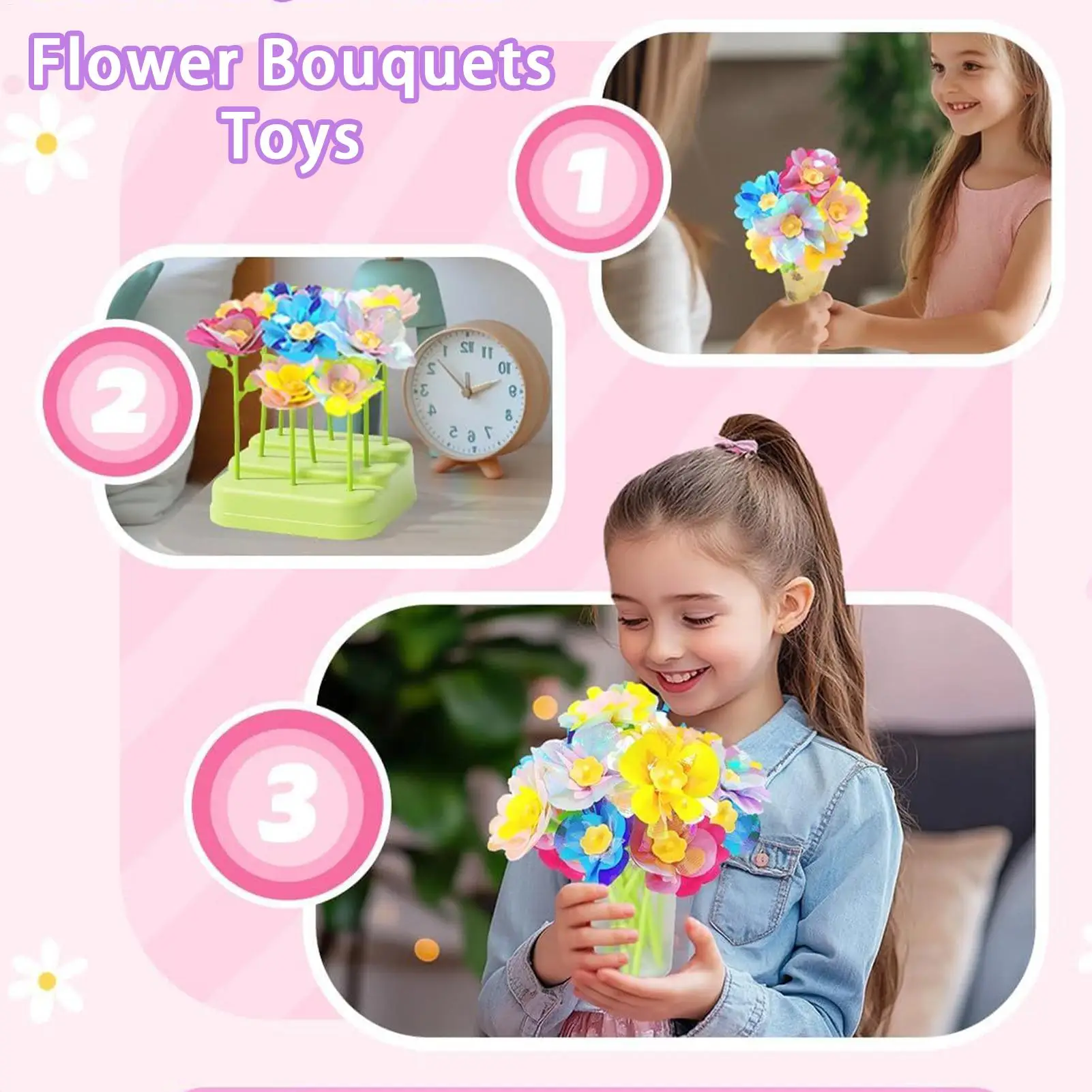 Fabric Flower Toy Set Girls Fabric Flower Craft Toy Beginners Over 3 Years Old Floral Bouquet Making Game For Home Crafting
