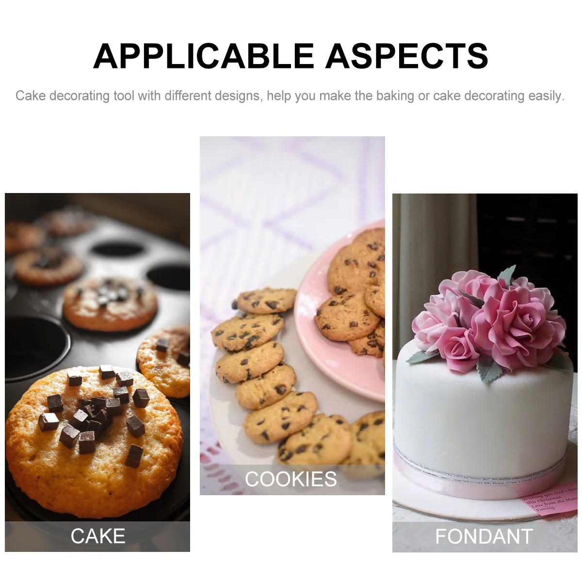 

1 set Fondant Air Release Needle Cake Decorating Tool Set 3 Patterns Metal Plastic Reusable Baking Supplies For Cake Sculpting