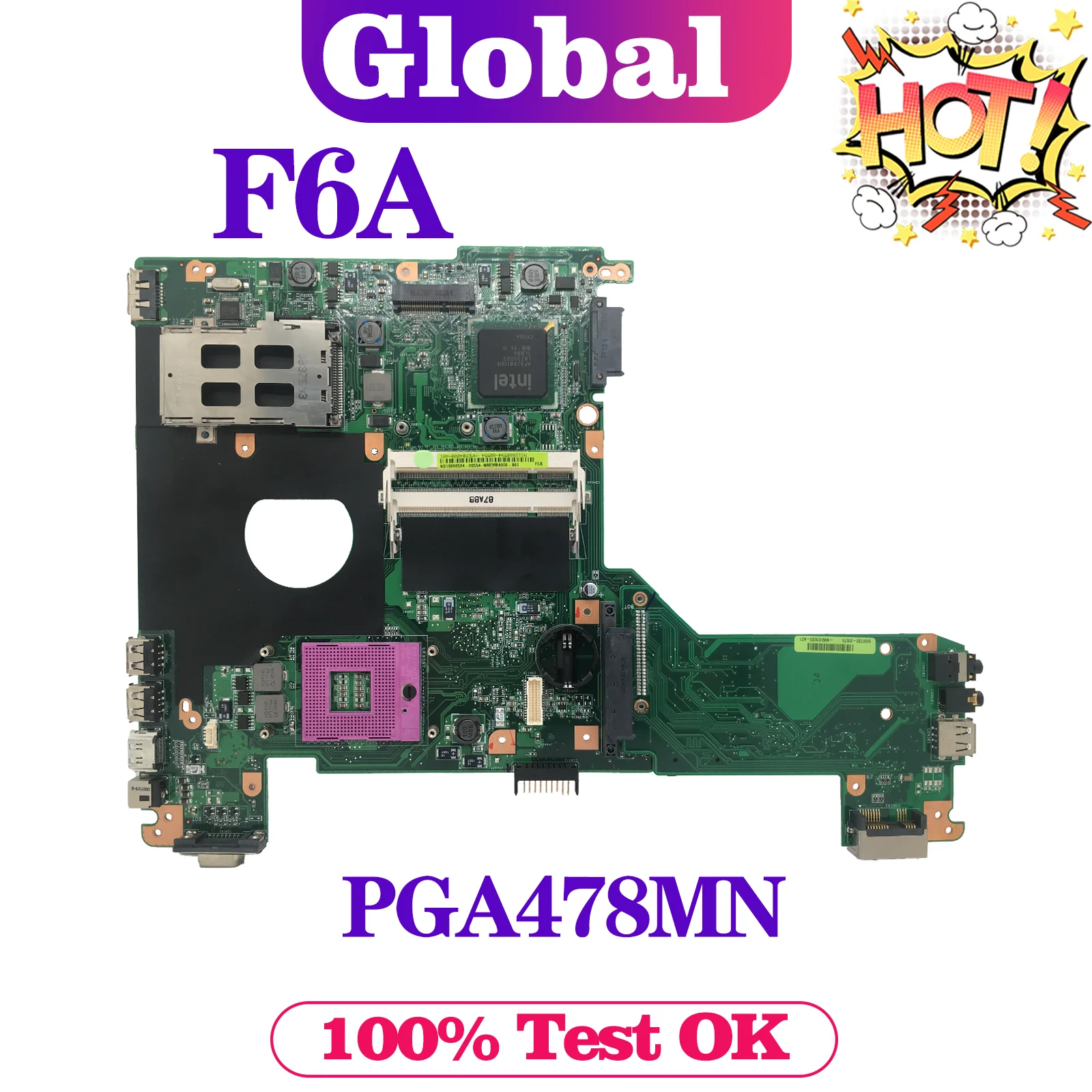 

Notebook F6A Mainboard For ASUS F6 Laptop Motherboard Support i3 i5 PGA478MN DDR2 MAIN BOARD GM45