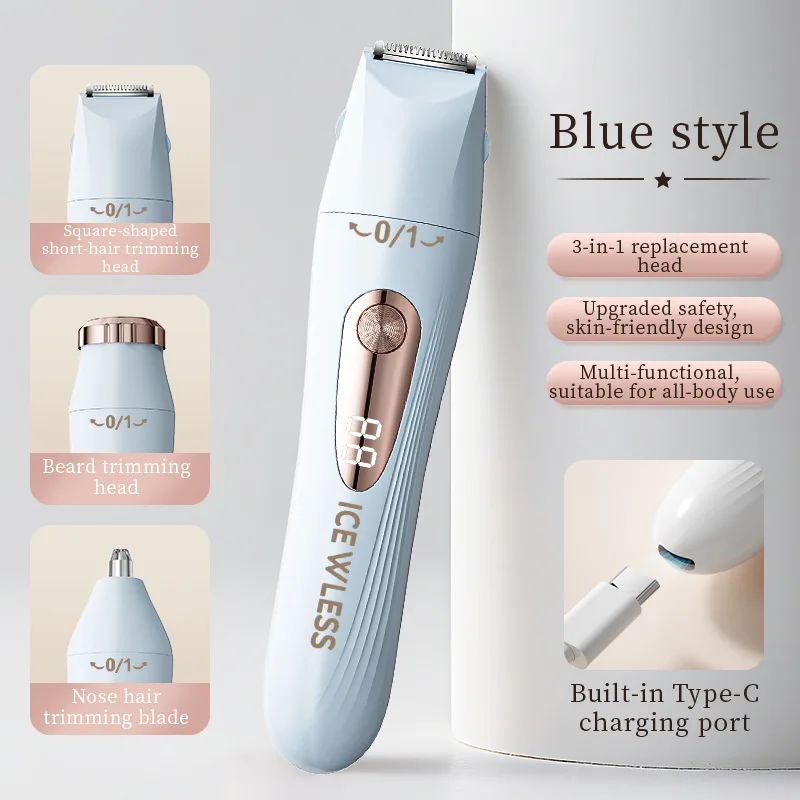 Women's Rechargeable Electric Shaver Multifunctional Portable Hair Trimmer Underarm Nose Hair Eyebrow