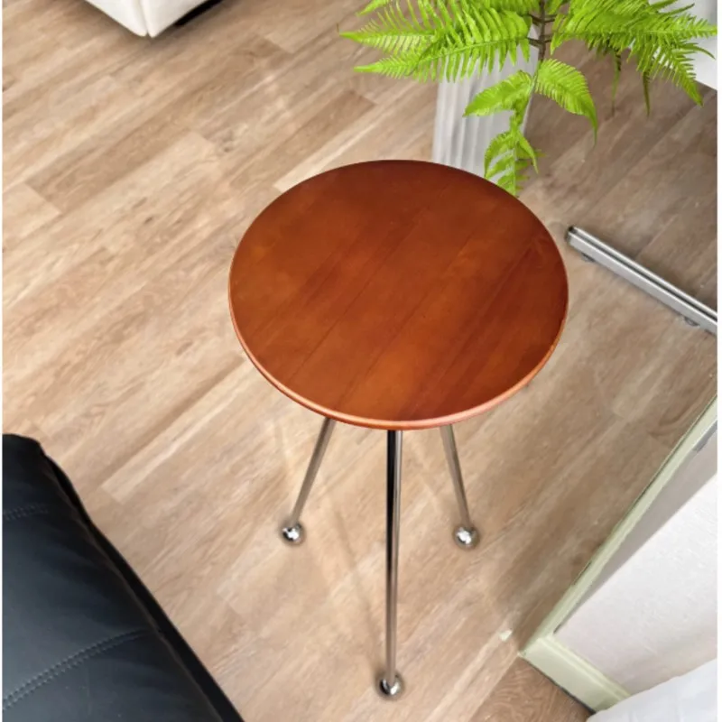 MOMO Stainless Steel Small Coffee Table Round Table Projection Flower Rack Balcony Small Bedside Small Side Corner Table - Image 6