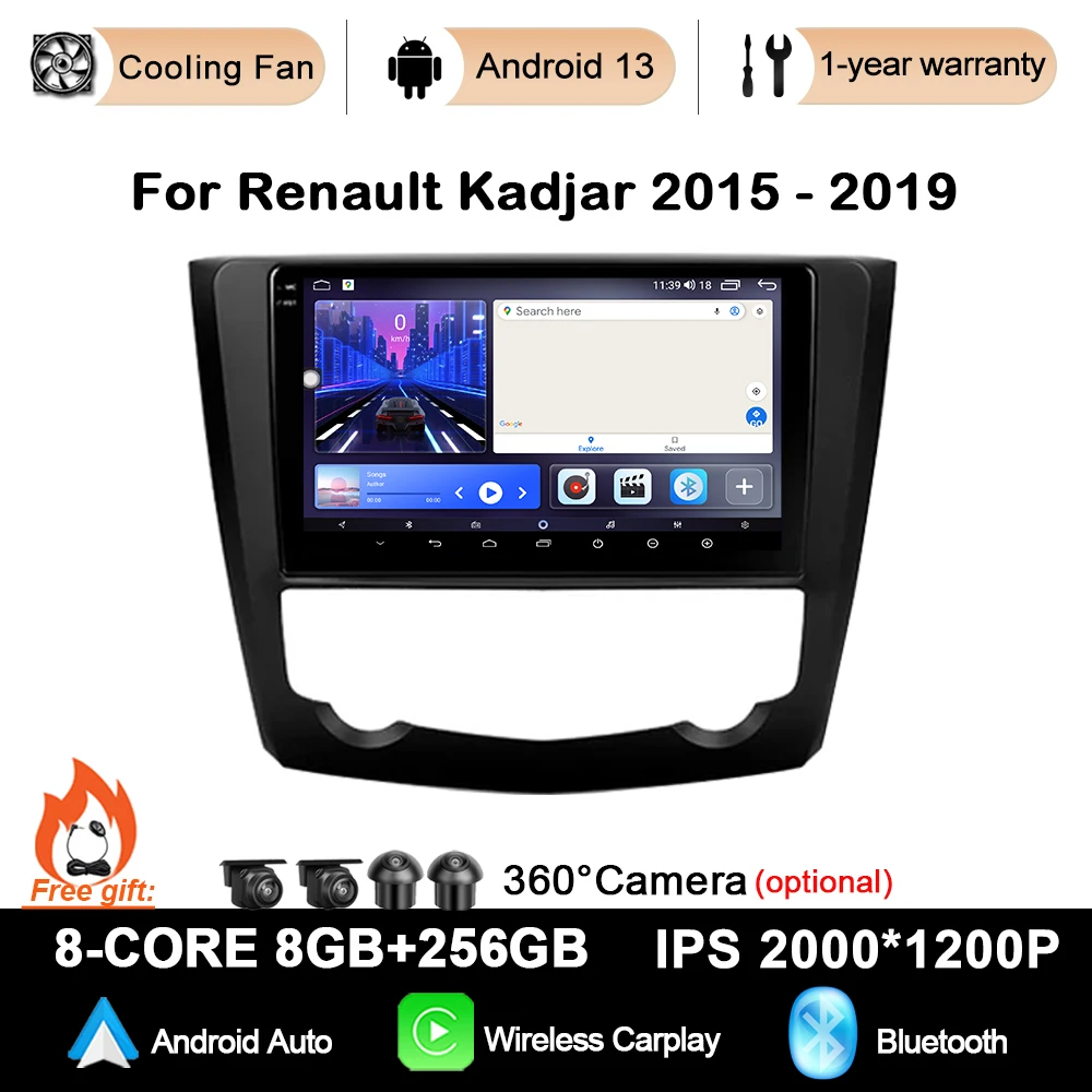 

For Renault Kadjar 2015 2016 2017 2018 2019 Android 13 Car Radio Multimedia Navigation GPS WIFI 4G Auto Carplay Stereo Player