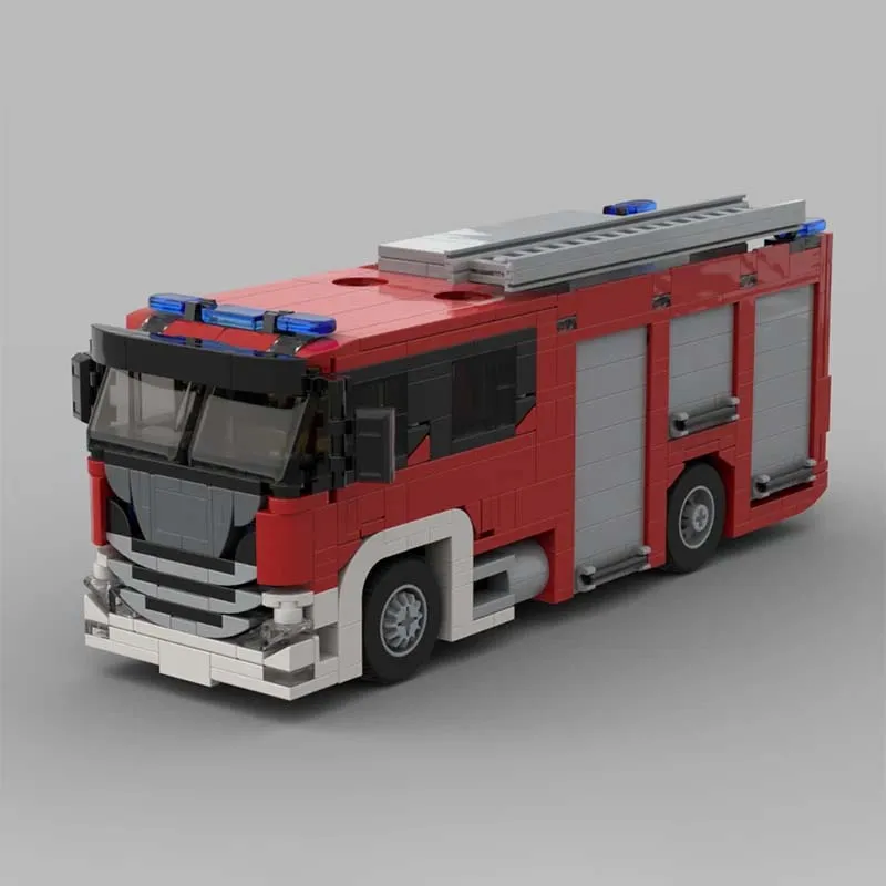 MOC Building Bricks CP28L Fire Engine Modular City Service Car Model Technology Gifts Holiday Assemble Children Toys Suit