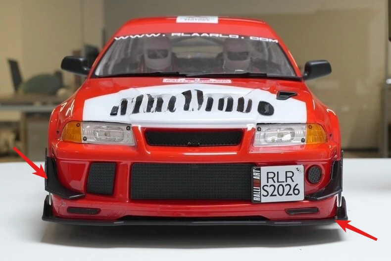 For 1/7 Rlaarlo SLEVO‑07 RC Rally Car Upgrade Parts Decor Kit Custom Rear Spoiler Front Splitter Side Skirt Sticker