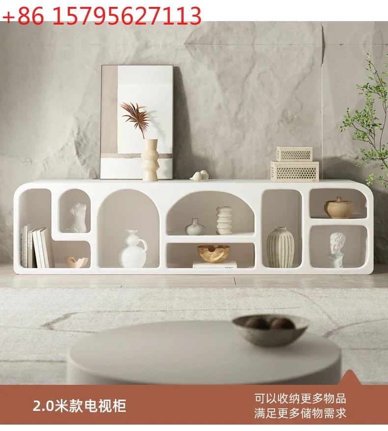 

xz1HJ Cream TV Cabinet Small Apartment Living Room Floor Cabinet Modern Simple White Display Cabinet