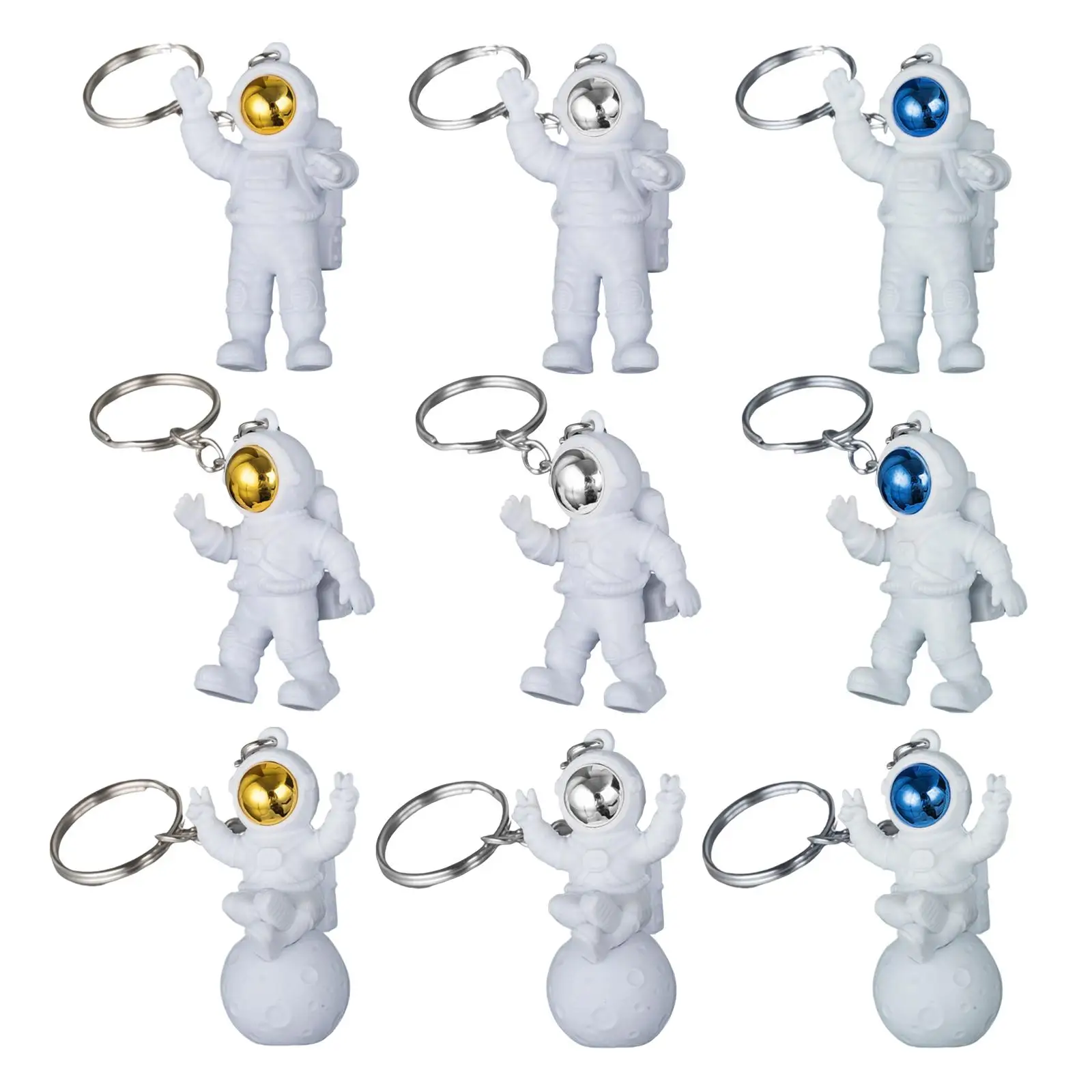 3x Astronaut Keychain Car Key Creative Car Bag Pendant Key Holder Ornament Lovers Gifts