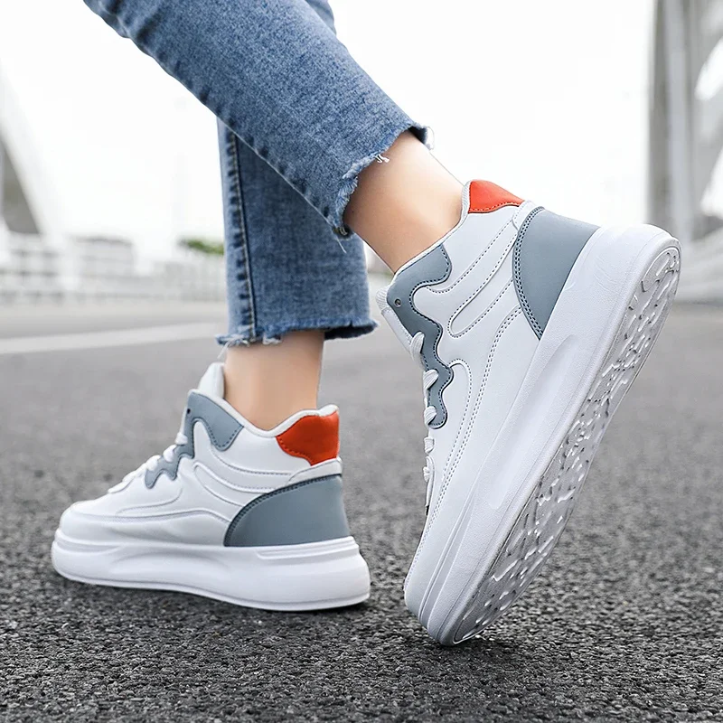 Sneakers Women's Colorblock Lace-up Breathable Sneakers Woman Campus Sneakers Show Feet Soft Leather Casual Shoes Women