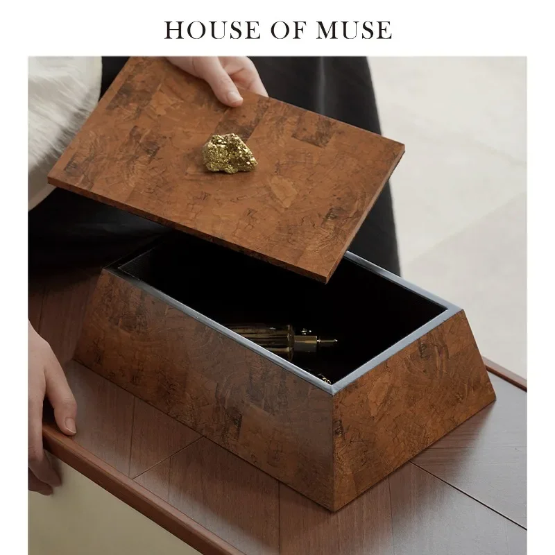 #Medieval jewelry box wood grain natural ore jewelry necklace dresser retro storage box ornament